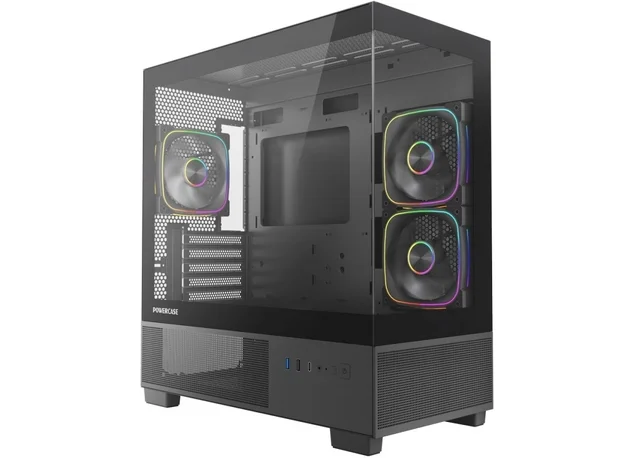 Корпус Powercase Vision Micro S4B Black (Midi-Tower, mATX, закаленное стекло, 3x120mm ARGB PWM)