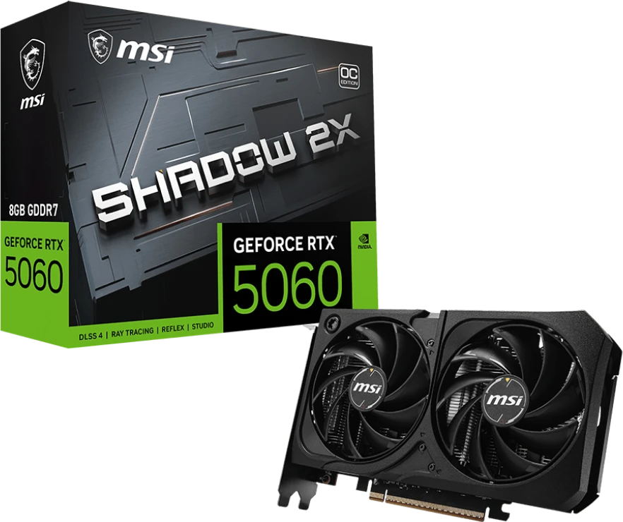 Видеокарта GeForce RTX 5060 8Gb MSI Shadow 2X OC MAX