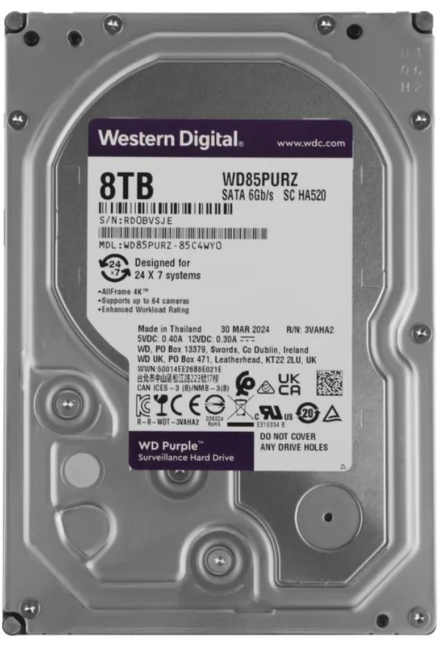 Жесткий диск 3.5" SATA 8TB Western Digital Purple (WD85PURZ)