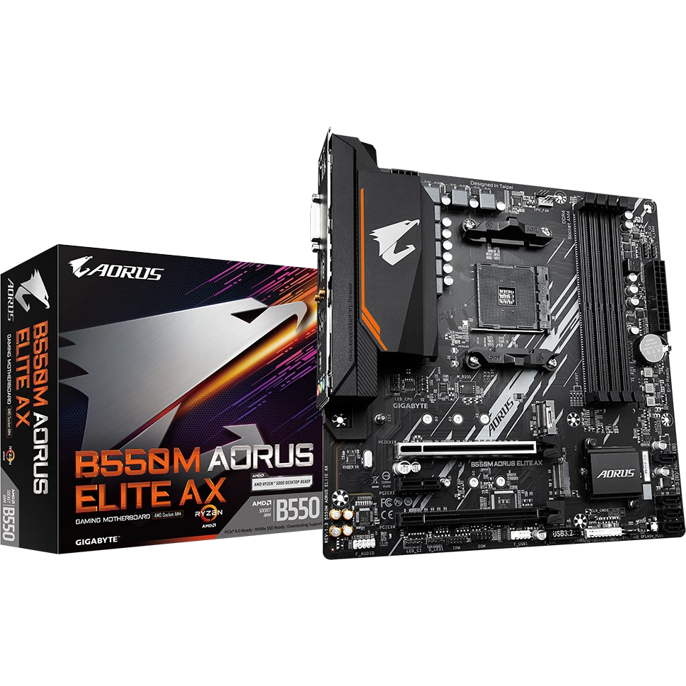 Материнская плата AM4 Gigabyte B550M Aorus Elite AX