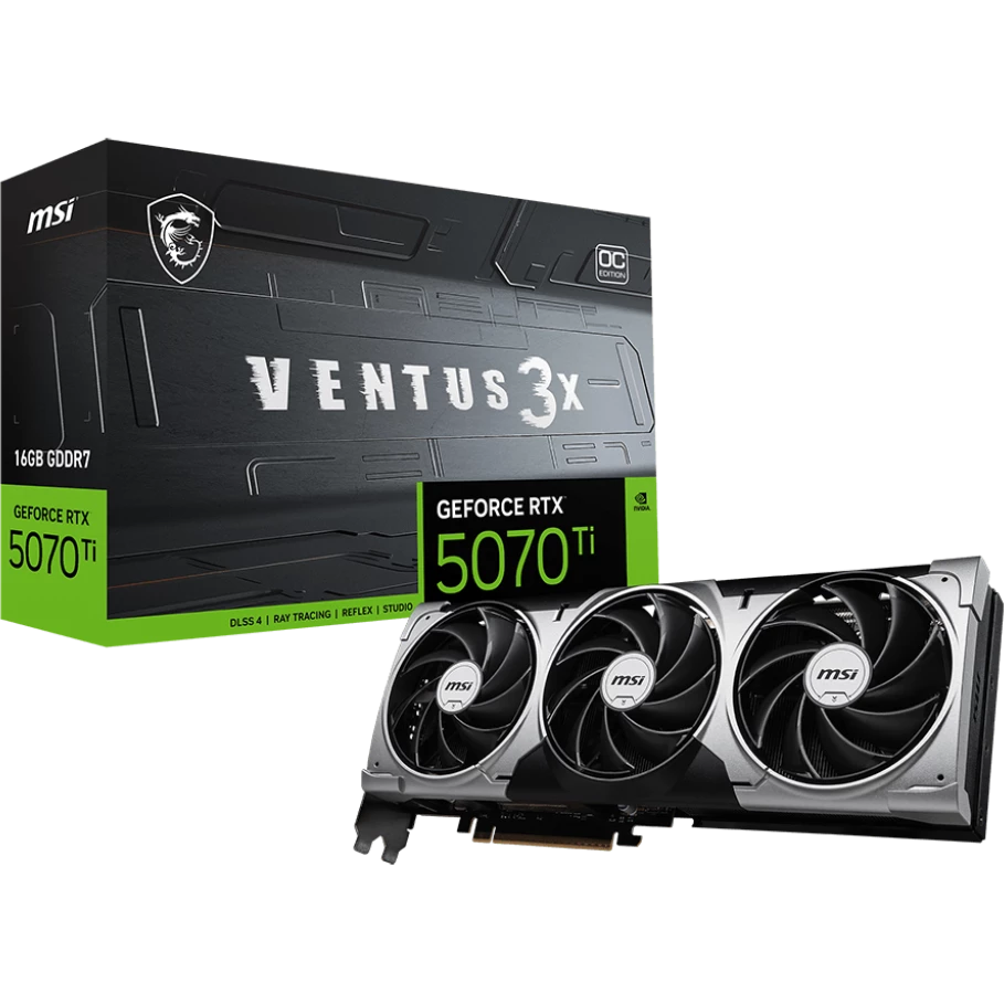 Видеокарта GeForce RTX 5070Ti 16Gb MSI Ventus 3X PZ OC Black