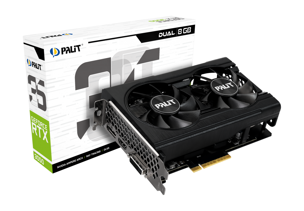 Видеокарта GeForce RTX 3050 8Gb Palit Dual NE63050018P1-1070D