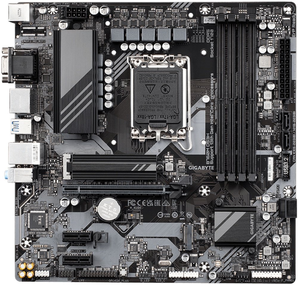 Материнская плата 1700 Gigabyte B760M DS3H GEN5 (mATX, 4xDDR5)