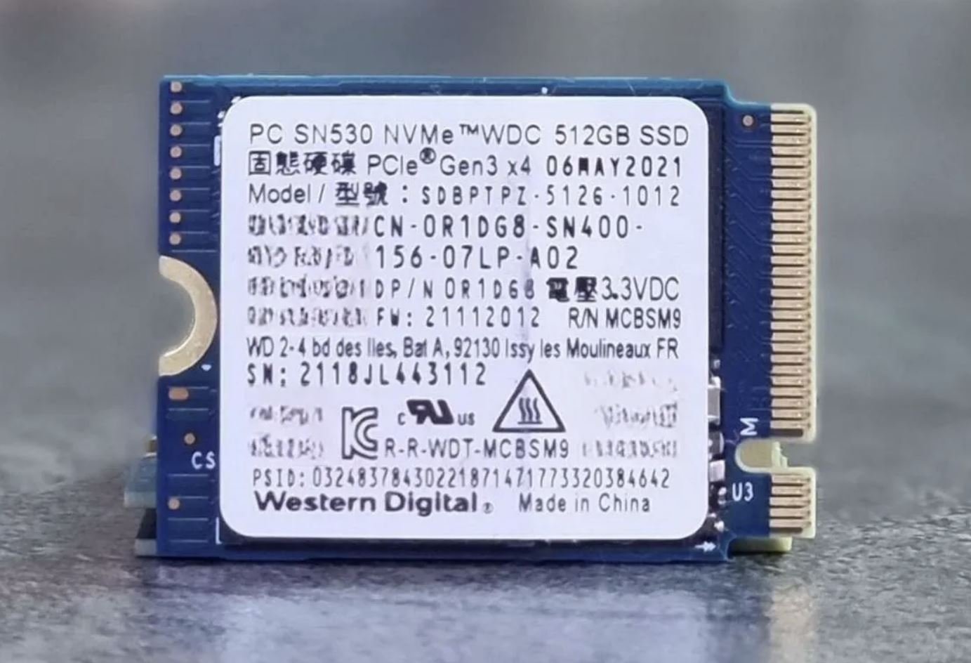 Б/у Жесткий диск SSD 512GB M2 2230 WD SN530 SDBPTPZ-512G-1012