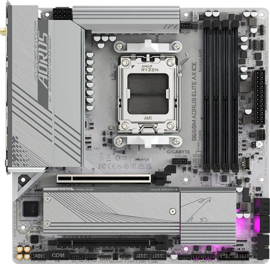 Материнская плата AM5 Gigabyte B650M AORUS ELITE AX ICE (mATX, 4xDDR5)